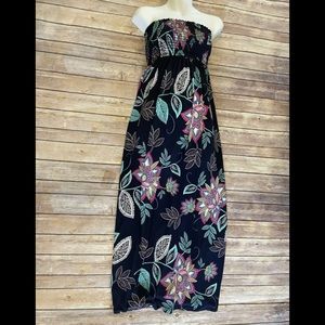 Gilli navy pink sz s maxi floral halter strapless dress